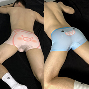 男士内裤莫代尔纯棉卡通，可爱小猪个性粉色，男生礼物猪猪款平角裤潮