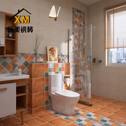 美式乡村厨卫五彩瓷砖，卫生间防滑地砖厨房，墙砖浴室仿古砖300
