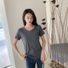 2020夏季韩版莫代尔棉白色T恤女大码短袖半袖宽松纯色V领上衣