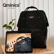 qminica轻便防水高中，书包14寸电脑包女多功能双肩，包大容量旅行包