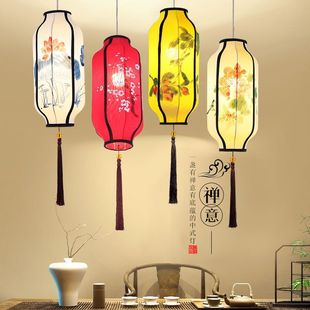 新中式弹力布艺花瓶吊灯太阳能电池灯中国唐风红色户外装饰宫灯笼