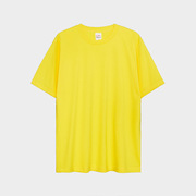 亮黄色230g重磅纯棉圆领短袖t恤男女全棉宽松打底大码定制