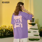 Beaster小恶魔鬼脸短袖男女同款手绘撞色舒适国潮时尚T恤夏季