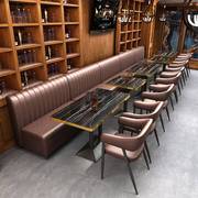 高档复古酒吧桌椅组合清吧奶茶店双人沙发咖啡厅西餐厅卡座岩板餐