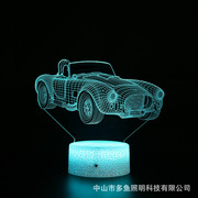 创意礼物七彩3d小夜灯汽车F1赛车LED触摸遥控台灯小夜灯