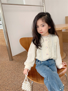 2024秋季韩版女童小香风，花边蕾丝衬衫儿童洋气，名媛风打底衬衣