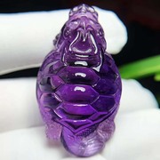 魅晶天然老矿料晶体通透紫罗兰色紫水晶精工雕刻龙龟吊坠