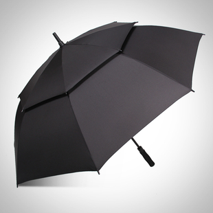 超大号自动双层高尔夫伞，长柄雨伞男女双人，加固防风黑色广告伞定制