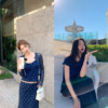 王点点正确版鞠婧祎同款早春甜美小碎花开衫外套半身裙套装女