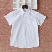男童短袖白衬衣(白衬衣)纯棉薄，款口袋上衣，礼服中大儿童学生夏天校服白衬衫