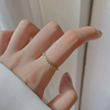 925纯银祖母绿色戒指女小众设计开口小确幸食指戒冷淡风时尚指环