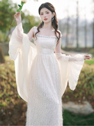 法式高级感重工流苏亮片连衣裙，夏装2024优雅气质白色吊带长裙