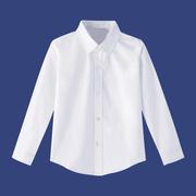 儿童白衬衫男童女童长袖，纯棉白色衬衣，中小学生校服表演出服礼服