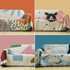 简约沙发巾罩布波浪几何，设计沙发套猫，棉线透气沙发垫盖布艺毯子