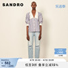 SANDRO Outlet女装初春撞色条纹花边大翻领泡泡袖衬衫SFPCM00563