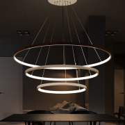 led餐厅吊灯后现代简约小圆环三头家用创意个性饭厅极简客厅灯。