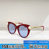 板材猫眼太阳眼镜女款5631优雅珍珠遮阳墨镜红框蓝片黑粉白蓝