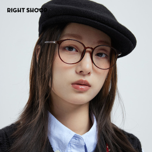 透感氛围！右店7克韩国超轻tr90茶色圆框眼镜近视男女可配度数