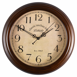 欧式实木现代简约复古静音钟表挂钟客厅时钟中式木质创意美式挂表