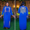 非洲优雅连衣裙2件套昂贵前后烫钻立领长袖非洲时尚设计2023