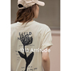 1313慵懒艺术感涂鸦印花设计感女夏宽松套头休闲短袖T恤
