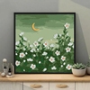 月光下的白玫瑰diy数字油画手工填色涂鸦手绘丙烯风景花卉画