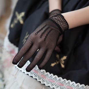 lolita洋装袖套复古哥特绑带，礼服蕾丝婚纱，手袖手套少女网眼短手套