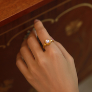 《风沙陶土》复古宫廷高级设计感粗粝感小众天然珍珠纯银戒指环女