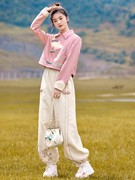新中式国风民族风时尚套装，女春秋宽松洋气减龄刺绣外套裤子两件装