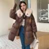 高端90白鸭绒超大毛领羽绒服女2024冬季中长款保暖收腰时尚外套潮