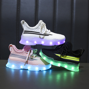 充电发光鞋男童女童亲子学生儿童街舞带灯夜光闪光跑步休闲运动鞋