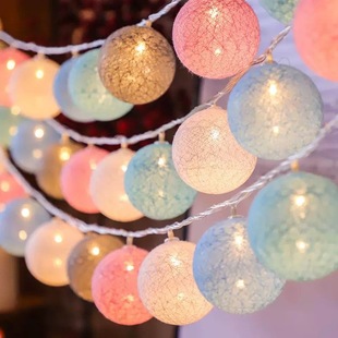 生日布置氛围LED棉线球灯串儿童房间卧室婚礼满天星少女闪灯彩灯