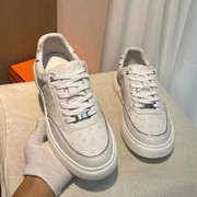 南非鸵鸟皮男鞋欧美时尚个性圆头系带小白鞋轻质舒适真皮鞋子