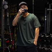 MAKN运动纯色男短袖健身休闲透气训练宽松韩版潮牌5XL大码棉T恤
