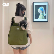 日本petio背包宠物雪纳瑞柴犬法斗外出便携透气黑色军绿色背狗包