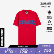 DSQUARED2/D2次方 春夏季街头潮流创意印花红色T恤短袖男