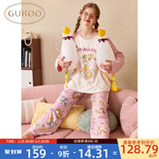 Gukoo/果壳睡衣春秋款小鹿斑比联名可爱甜美薄款家居服套装A