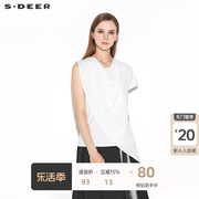 sdeer 圣迪奥 女装堆堆领不对称拼接T恤S20280132