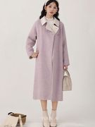 《飘逸紫精》2023秋冬季法式甜美慵懒风，宽松显瘦紫色毛呢外套
