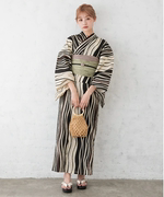 出口日本棉麻素雅条纹面料 和服浴衣 单件衣服出售