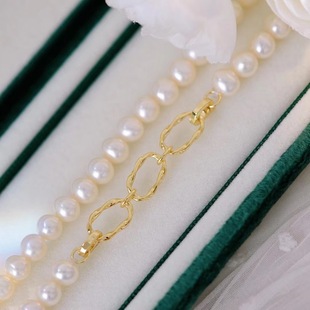 s925纯银时尚珍珠项链手链，毛衣链夹扣手工，diy制作串珠饰品银扣