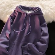 帅炸了!重磅450g脏紫色，连帽卫衣男秋冬季加绒厚实纯色宽松外套女