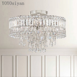 yoyo轻奢简约现代银色树叶，水晶吸顶灯客厅，餐厅卧室玄关吸顶灯