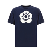 kenzo高田贤三女士图案，字母印花深蓝色圆领短袖，t恤4sc2ts046