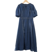 MT姿品牌女装高端时尚气质百搭藏蓝色连衣裙慕天姿A1-17318