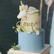 婚礼甜品台布置装饰happywedding新婚，快乐插件love木质蛋糕插牌