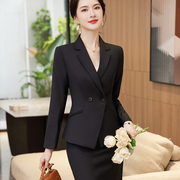 高端女士小西装套装韩版时尚气质女神范西服外套春秋职业正装黑色