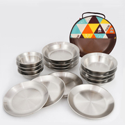 户外碗碟套装不锈钢便携餐盘碗露营野餐烧烤野炊餐具用品汤盆碗碟