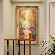 高档欧式手绘油画发财树黄金大道过道走廊玄关现代进门墙面装饰壁