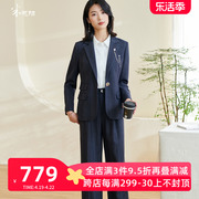 米思阳2024春季复古高级感西装套装竖条纹休闲裤两件套女0629